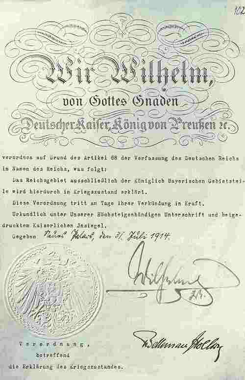 Erkl. des Kriegszustandes